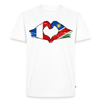 Drapeau de la France Namibie Coeur utilisé - T-shirt Premium bio Homme - blanc - Devant - Nico (187cm)