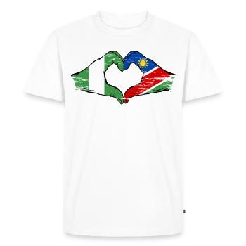 Nigeria Namibia Flag Hands Heart Shape Used - Men's Premium Organic T-Shirt - white - Front - Nico (187cm)
