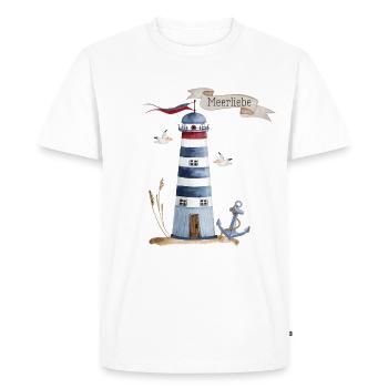 Lighthouse with sea creatures and banner - Men's Premium Organic T-Shirt - white - Front - Nico (187cm)