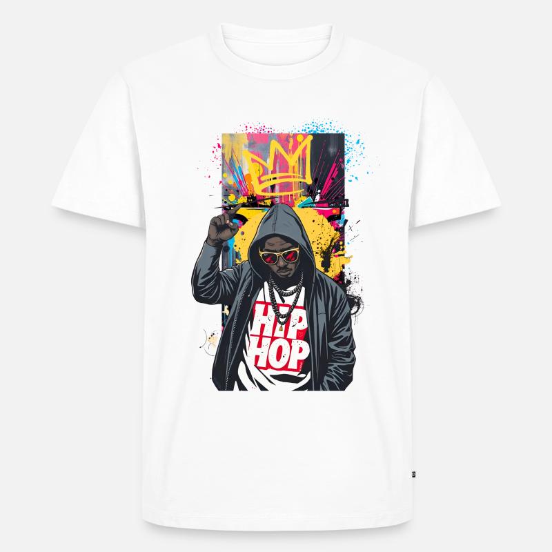 Urbaner Rapper mit bunten Graffitis - Männer Premium Bio T-Shirt - Weiß