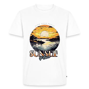 Sunset on the lake illustration - Men's Premium Organic T-Shirt - white - Front - Nico (187cm)
