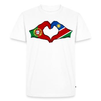 Portugal Namibia Flag Heart - Men's Premium Organic T-Shirt - white - Front - Nico (187cm)