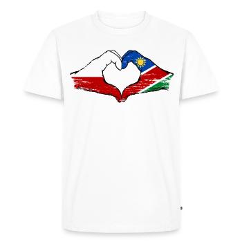 Poland Namibia Flag Hands Heart Shape Used - Men's Premium Organic T-Shirt - white - Front - Nico (187cm)