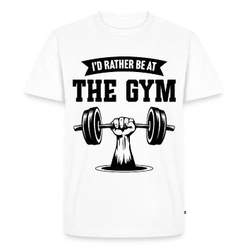 Je préfère être à la salle de sport - T-shirt Premium bio Homme - blanc - Devant - Nico (187cm)