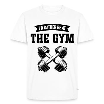 Je préfère être à la salle de sport - T-shirt Premium bio Homme - blanc - Devant - Nico (187cm)