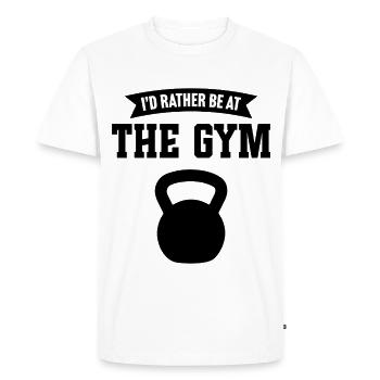Je préfère être à la salle de sport - T-shirt Premium bio Homme - blanc - Devant - Nico (187cm)