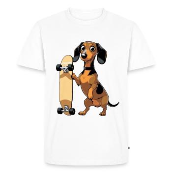 Teckel avec un design de skateboard - T-shirt Premium bio Homme - blanc - Devant - Nico (187cm)