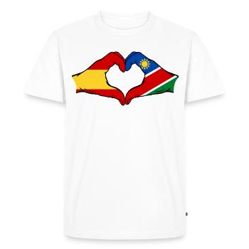 Spain Namibia Flag Hands Heart Shape - Men's Premium Organic T-Shirt - white - Front - Nico (187cm)