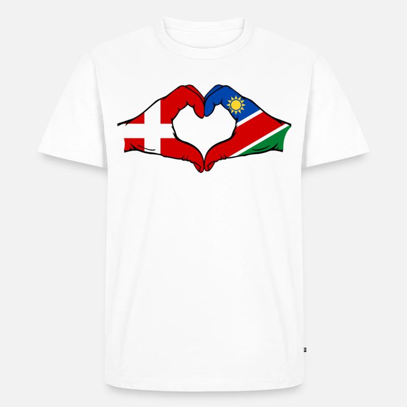 Dänemark Namibia Flagge Herz - Männer Premium Bio T-Shirt - Weiß