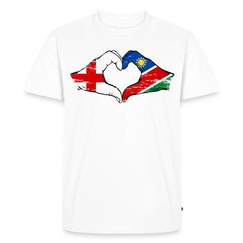 Drapeau de l’Angleterre Namibie Mains Cœur - T-shirt Premium bio Homme - blanc - Devant - Nico (187cm)