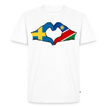 Schweden_Namibia_Flagge_Haende_Herzform - Men's Premium Organic T-Shirt - white - Front - Nico (187cm)
