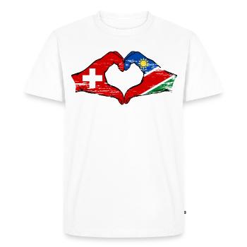 Switzerland Namibia flag hands heart shape used - Men's Premium Organic T-Shirt - white - Front - Nico (187cm)