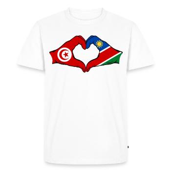 Tunisia Namibia Flag Hands Heart Shape Used - Men's Premium Organic T-Shirt - white - Front - Nico (187cm)