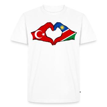 Drapeau de la Turquie et de la Namibie en forme de cœur - T-shirt Premium bio Homme - blanc - Devant - Nico (187cm)