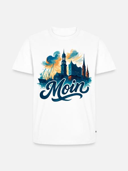 Hamburg Moin Stadt Silhouette maritim Geschenk - Männer Premium Bio T-Shirt - Weiß