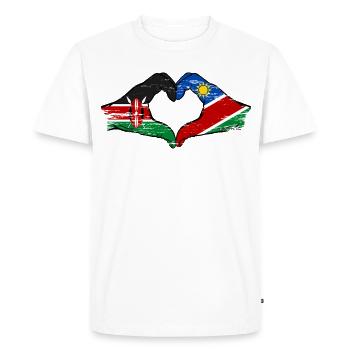 Kenya Namibia Flag Hands Heart Shape used - Men's Premium Organic T-Shirt - white - Front - Nico (187cm)