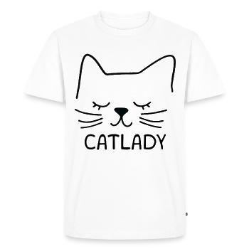 Silhouette de chat Catlady, contour, art linéaire - T-shirt Premium bio Homme - blanc - Devant - Nico (187cm)