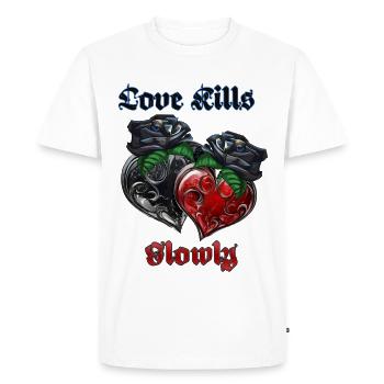 Love in gothic style with hearts and roses - Men's Premium Organic T-Shirt - white - Front - Nico (187cm)