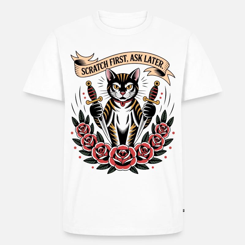 Scratch First Cat - Men's Premium Organic T-Shirt - white