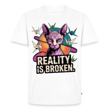 Chat de réalité brisé - T-shirt Premium bio Homme - blanc - Devant - Nico (187cm)
