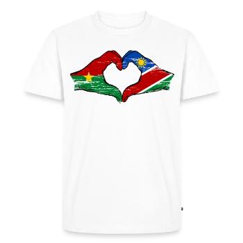 Burkina Faso Namibia flag hands heart shape used - Men's Premium Organic T-Shirt - white - Front - Nico (187cm)