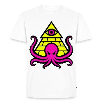 Pyramide avec pieuvre et œil occultes - T-shirt Premium bio Homme - blanc - Devant - Nico (187cm)