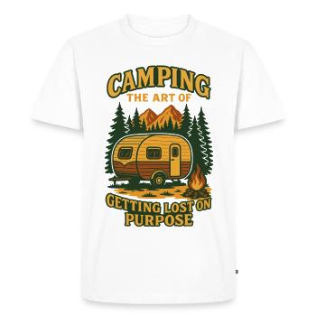 Camping : l’art de se perdre volontairement - T-shirt Premium bio Homme - blanc - Devant - Nico (187cm)