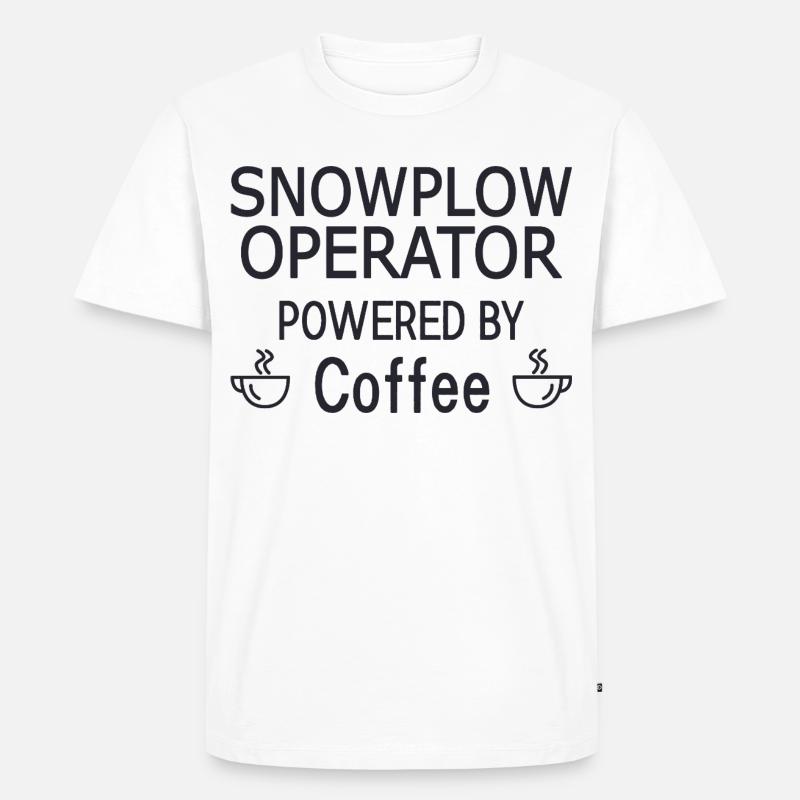 Snowplow Operator Powered Coffee Schneepflugfahrer - Männer Premium Bio T-Shirt - Weiß