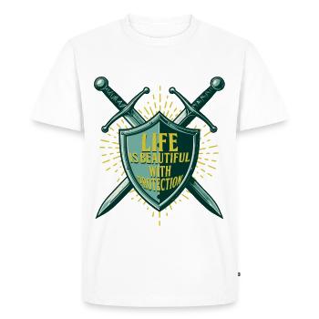 Courtier d’assurance Courtier d’assurance - T-shirt Premium bio Homme - blanc - Devant - Nico (187cm)