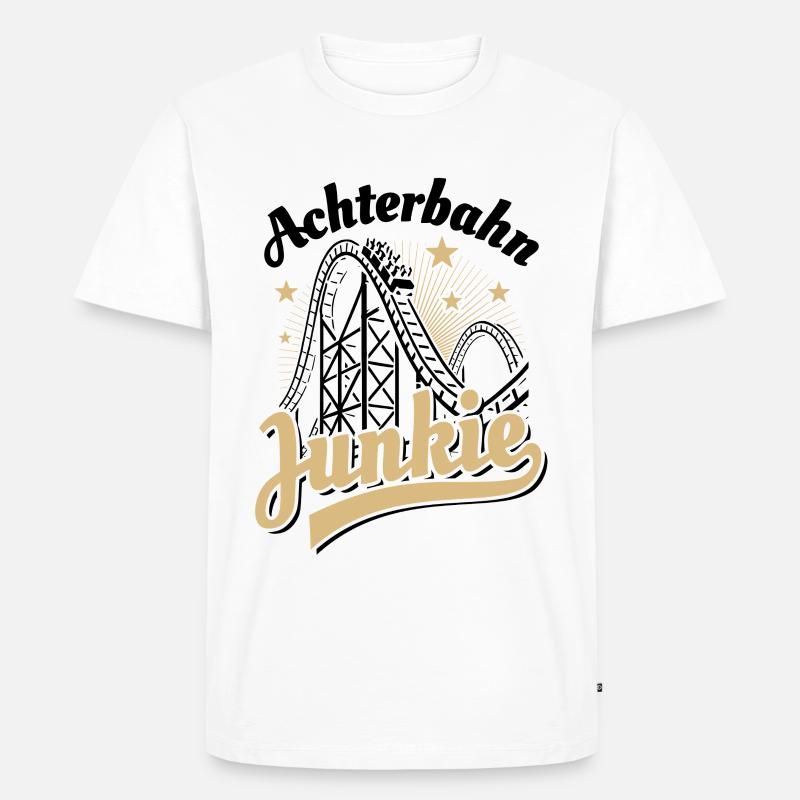 Achterbahn Junkie - Freizeitpark - Looping - Männer Premium Bio T-Shirt - Weiß