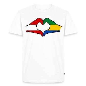 Austria Gabon Flag Hands Heart Shape Used - Men's Premium Organic T-Shirt - white - Front - Nico (187cm)