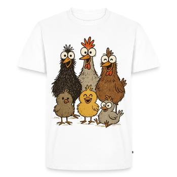 Poulets et poussins qui rient - T-shirt Premium bio Homme - blanc - Devant - Nico (187cm)