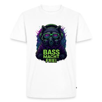 Rave Techno Party Design Bass makes you free raccoon - Men's Premium Organic T-Shirt - white - Front - Nico (187cm)