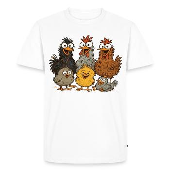 Colorful Chickens Cartoon Pattern - Men's Premium Organic T-Shirt - white - Front - Nico (187cm)