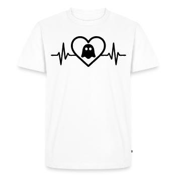 Coeur Halloween Fantôme - T-shirt Premium bio Homme - blanc - Devant - Nico (187cm)