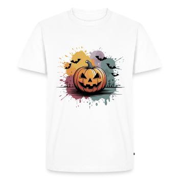 Lanterne citrouille d'Halloween avec motif de visage - T-shirt Premium bio Homme - blanc - Devant - Nico (187cm)