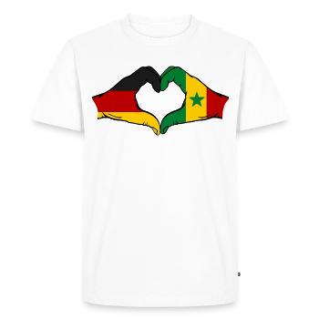 Drapeau de l'Allemagne et du Sénégal en forme de cœur - T-shirt Premium bio Homme - blanc - Devant - Nico (187cm)