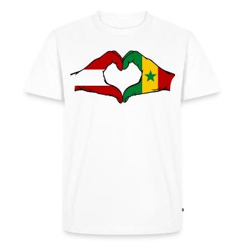 Drapeau Autriche Sénégal Mains en forme de cœur - T-shirt Premium bio Homme - blanc - Devant - Nico (187cm)