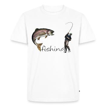 Pêche à la mouche - T-shirt Premium bio Homme - blanc - Devant - Nico (187cm)