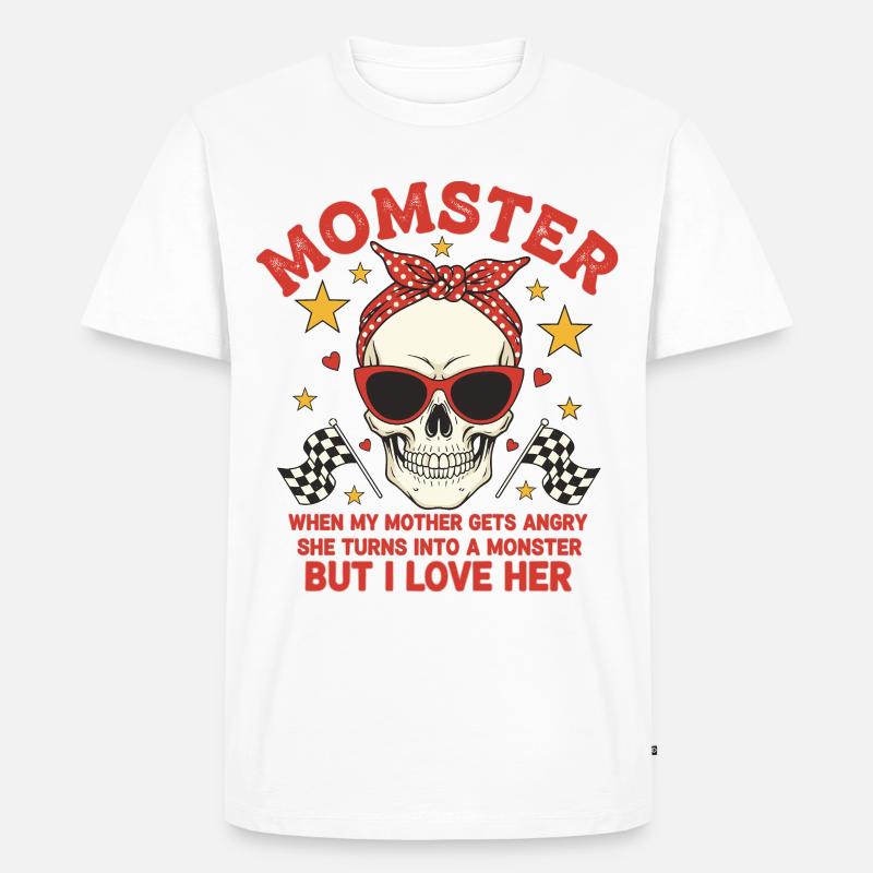 Monstermutter mit retro Skulls Design - Männer Premium Bio T-Shirt - Weiß