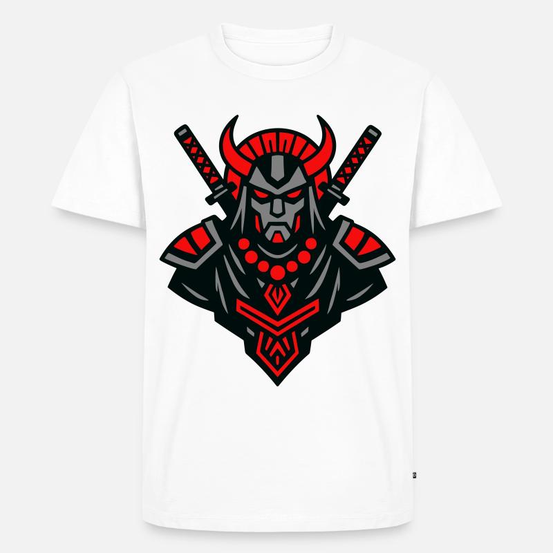 Samurai Devil Warrior - Männer Premium Bio T-Shirt - Weiß