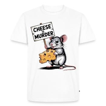 Cheese Is Murder Mouse - Men's Premium Organic T-Shirt - white - Front - Nico (187cm)