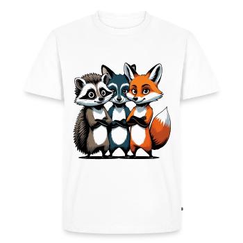 Personnages mignons d’animaux de la forêt sur tissu - T-shirt Premium bio Homme - blanc - Devant - Nico (187cm)
