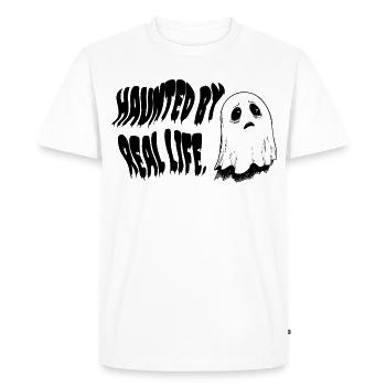 Hanté par la vraie vie | Conception fantôme triste - T-shirt Premium bio Homme - blanc - Devant - Nico (187cm)