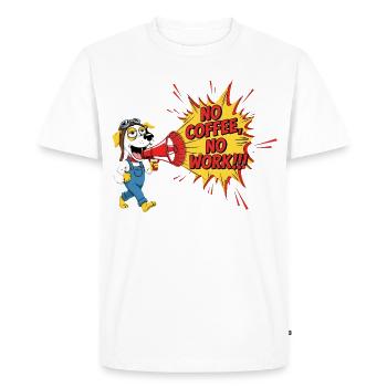 NO COFFEE NO WORK Animaux Cofee Rally Humoristique - T-shirt Premium bio Homme - blanc - Devant - Nico (187cm)