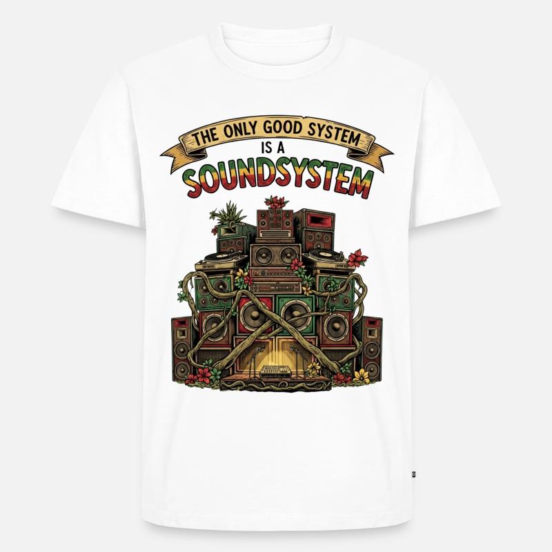 Sound System Collage Dub Reggae - Männer Premium Bio T-Shirt - Weiß