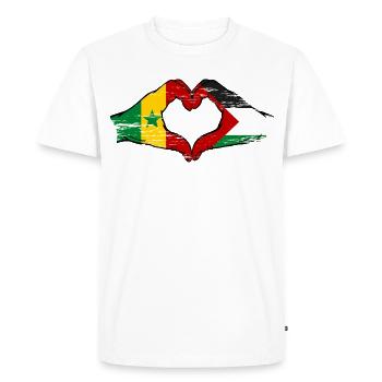 Senegal Palestine Flag Hands Heart Shape Used - Men's Premium Organic T-Shirt - white - Front - Nico (187cm)