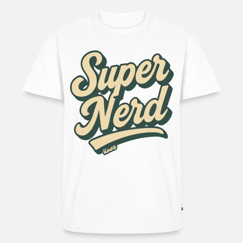 Super Nerd Retro Script - Männer Premium Bio T-Shirt - Weiß