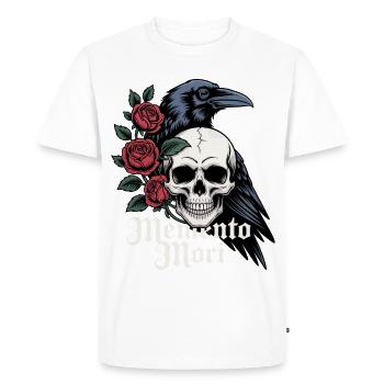 Memento Mori Skull & Raven Roses - Men's Premium Organic T-Shirt - white - Front - Nico (187cm)