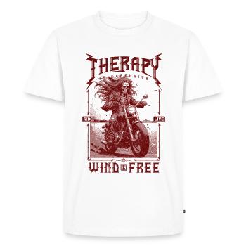 Therapy is Expensive Wind is Free Motorcycle Rider - Men's Premium Organic T-Shirt - white - Front - Nico (187cm)